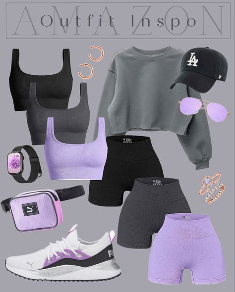 Loving this color💜 Women’s activewear, workout outfits, gym outfit, gym essentials, matching sets, ootd, summer outfit ideas, athleisure, gym outfit Inspo, women’s sneakers, puma shoes, comfy outfit idea, trending color, Amazon clothes, Amazon finds, matching gym set, ootd fashion, mom outfit, athletic wear, cute outfit idea, purple aesthetic, gym aesthetic Short Workout Outfits, Workout Outfits For Women Aesthetic, Athlete Aesthetic Outfits, Gym Summer Outfits, Cute Workout Outfits Aesthetic, Women’s Gym Outfits, Workout Essentials For Women, Purple Gym Aesthetic, Gym Outfit Ideas Women