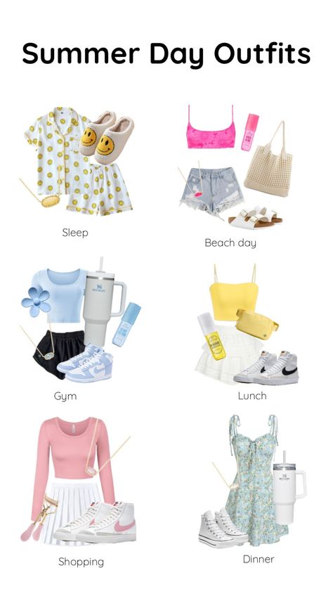 Summer Outfits! Summer is only a couple months away! #summer #beach #beauty #outfitinspo #preppy #soldejaneiro #aesthetic #kendrascott #stanley #ootdinspo Beach Preppy Outfit, Beachy Aesthetic Outfits For School, Cute Preppy Outfits For School Summer, Preppy Beach Fits, Preppy Beach Ideas, Preppy Summer Outfits For School, Summer Outfits Shuffle, Hoț Girl Summer Prep, Preppy Summer Outfits Shuffles