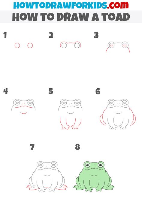 How To Draw Toad, How To Draw A Frog Step By Step, How To Draw Frogs, Toad Drawing Easy, Frog And Toad Drawing, How To Draw Characters Step By Step, Cartoon Step By Step Drawing, How To Draw A Frog, Insect Doodles