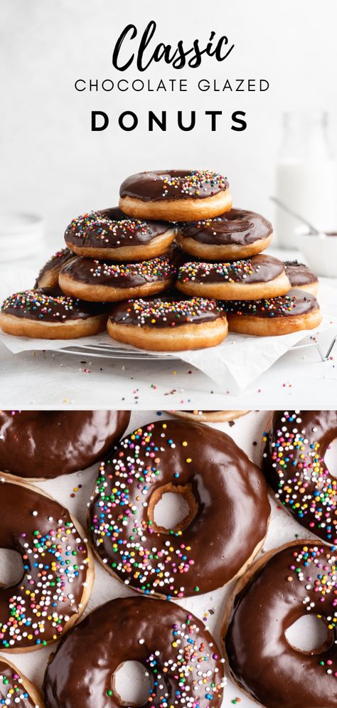 Glazed Donut Recipe, Chocolate Glazed Donuts Recipe, Chocolate Doughnut Glaze, Yeast Baking, Doughnut Recipe Easy, Easy Donut Recipe, Yeast Donuts, Homemade Donuts Recipe, Fried Donuts