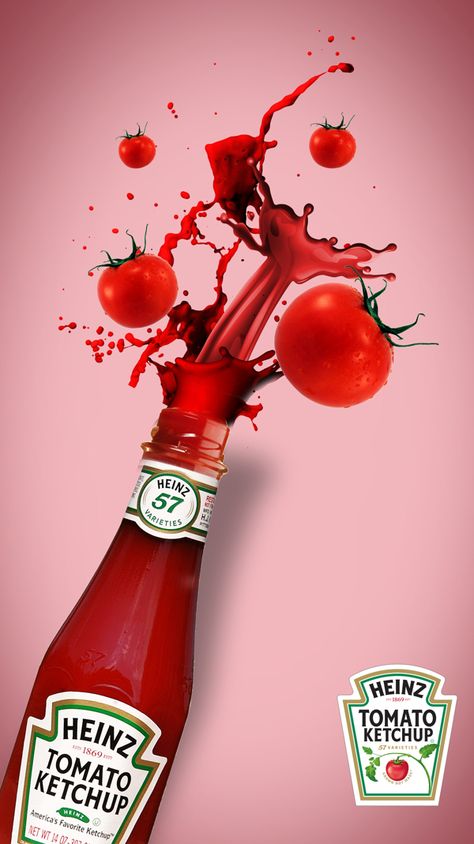 Heinz Ketchup Project by Thameez Rawlins, via Behance Ketchup Poster Design, Heinz Ketchup Advertising, Heinz Ads, Ketchup Advertising, Ketchup Poster, Creative Marketing Campaign, Heinz Ketchup, Digital Advertising Design, Advertising Graphics