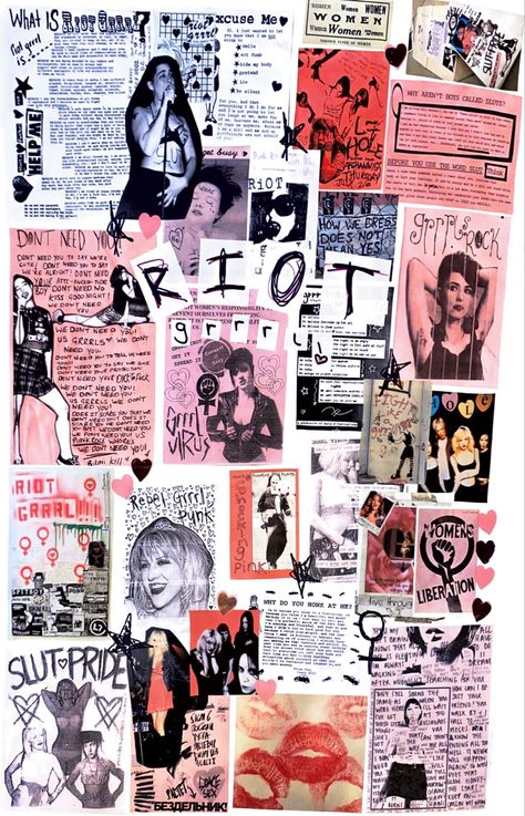 Riot Grrrl Aesthetic Wallpaper, Punk Feminist Art, Riot Grrrl Wallpaper, Punk Scrapbook, Riot Grrrl Poster, Riot Grrrl Zine, Punk Journal, Feminist Collage, Zine Aesthetic