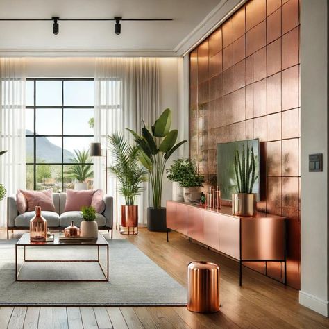 This modern living room showcases a seamless blend of contemporary design with the natural warmth of copper and greenery.​​​​​​​​​Using our "More Than Just a Feeling" method, we create spaces that nurture both body and soul. The subtle pink accents add calm, love, and positive energy, making the atmosphere peaceful and inviting. Prioritize your well-being with interiors that resonate with your life’s energy, ensuring your home feels as good as it looks. Tropical Theme Interior Design, Theme Interior Design, Calm Love, Soul Design, Apartment Office, Kitchens And Bedrooms, Tropical Theme, Pink Accents, Create Space