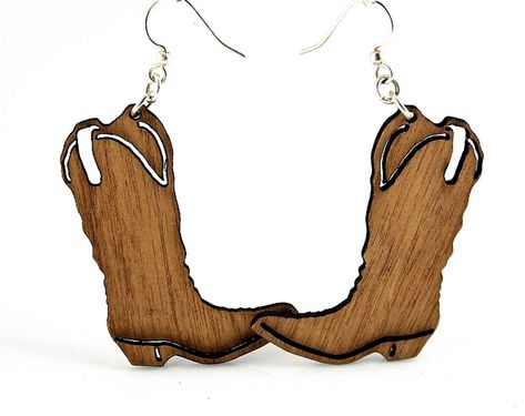 Made In U.S.A Style # 1000 Size 1.3" x 1.85" Cowboy Boot Earrings Cowboy... Cowboy Boot Earrings, Boot Earrings, Lazer Cut, Laser Cut Jewelry, Cowgirl Boot, Laser Cut Earrings, Western Earrings, Line Dancing, Earring Tree