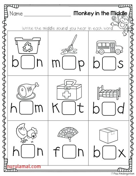 Cvc Worksheets Kindergarten, Middle Sounds Worksheet, Cvc Practice, Medial Sounds, Vowel Practice, Phonics Worksheets Free, Cvc Worksheets, Middle Sounds, Beginning Sounds Worksheets