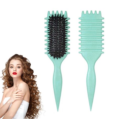 PRICES MAY VARY. 【Curl Defining Brush】Its ergonomic handle and strategically placed bristles define, shape, and detangle curls effortlessly. Featuring a special teeth design that helps to evenly divide hair for a more convenient styling experience. 【Curl Brush】Managing partial hair care can be challenging for those with thick hair. Our curling hair comb makes it easier to handle, ensuring your hair stays neat and organized. 【Curl Brush Defining Brush】 In addition to its hair care function, our c Curly Hairbrush, Curling Hairstyles, Hair Shaping, Brush For Curly Hair, Curl Brush, Teeth Design, Boar Bristle Hair Brush, Curly Hair Brush, Bounce Curl