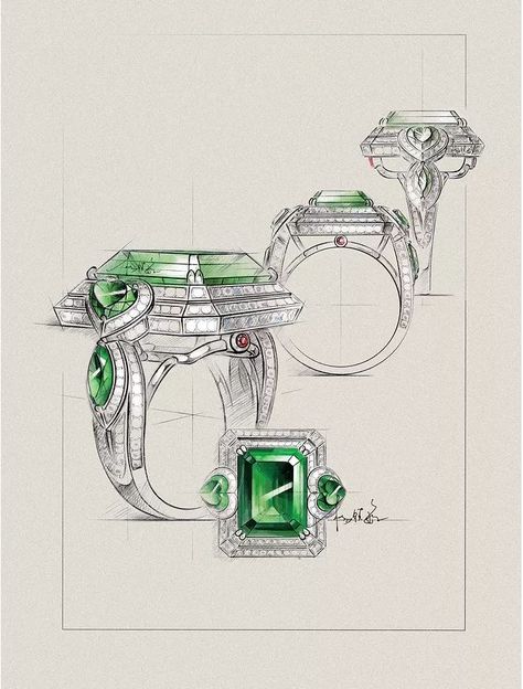 Ring Sketch, Jewel Drawing, Jewelry Rendering, Jewelry Knowledge, Art Jewelry Design, Jewellery Design Sketches, Jewerly Designs, Jewelry Illustration, Jewelry Design Drawing