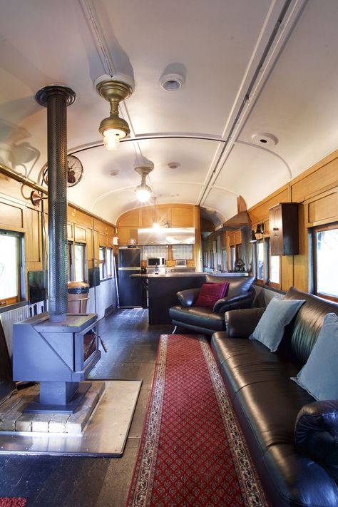 21 Vintage Train Cars That Have Been Converted Into Airbnbs It's tiny-house living meets old-fashioned train-car travel. Railroad Car House, Train Car Tiny House, Converted Train Car, Converted Train Car Tiny House, Train Car House, Caboose Tiny House, Tiny House Bus, Train House, House Bus