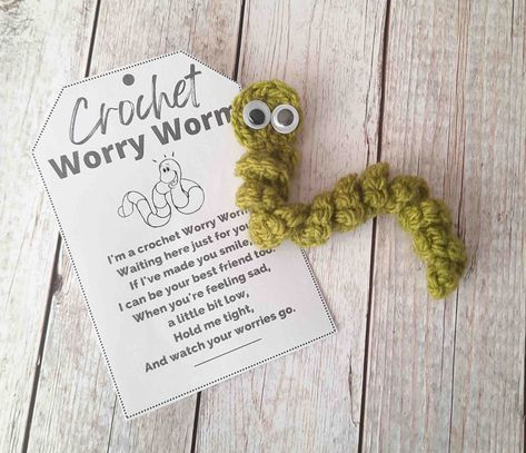 Worry Worm Pattern, Crochet Worry Worm, Worry Worm Crochet Pattern, Worm Crochet Pattern, Start Crochet, Worry Worms, Worry Worm, Acts Of Kindness, Yarn Tail