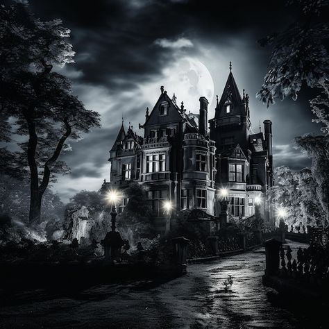 Vector halloween house | Premium Vector #Freepik #vector #scary-house #haunted-house #halloween-house #mansion Scary Haunted House Ideas Horror, Scary Mansion, Horror Mansion, Haunted House Images, Scary Haunted House, Scary Houses, Fantasy Background, Castle Art, Horror House