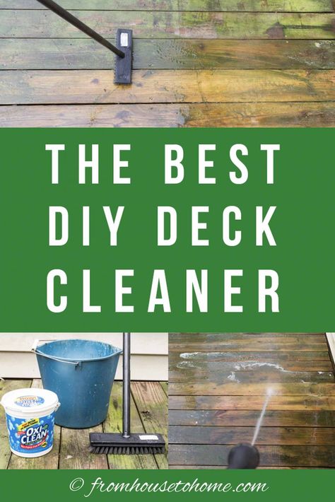 Homemade Deck Cleaner: The Best Inexpensive Non Toxic DIY Deck Cleaner | Gardening Diy Deck Cleaner, Non Toxic Diy, Clean Siding, Diy Decking, Deck Staining, Deck Cleaner, Easy Deck, Deck Maintenance, Cleaning Furniture