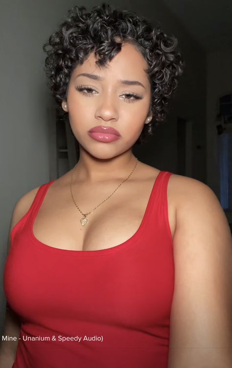 Pixie Hairstyles For Black Women Curly, Betty Boop Hairstyle Short Hair, Short Hair On Bigger Women, Pixie Cut On Curly Hair, Hairstyles To Do With Short Curly Hair, Short Curly Lob, 3b Pixie Curly Hair, Curly Hair Big Chop, Curly Short Hair Women