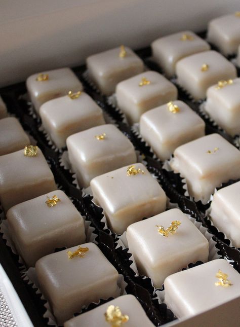 Petit Four Demitasse with gold flakes Wedding Petite Fours, Engagement Party Petit Fours, White Petit Fours, Wedding Cake Petit Fours, Round Petit Fours, Wedding Petit Fours, Gold Leaf Dessert, White And Gold Petit Fours, Wedding Cake With Gold Flakes