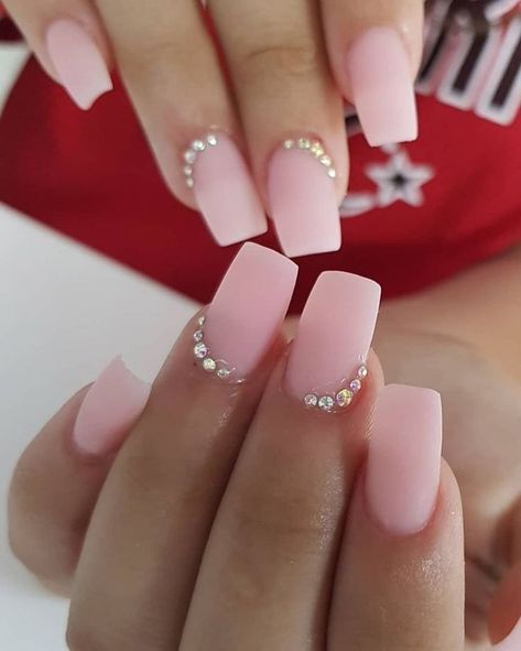 Pink Nail Art Designs, Matte Nail Art, Glitter Nails Acrylic, Squoval Nails, Pink Nail Art, Nails Square, Pink Nail Designs, Nails Pink, Pink Nail