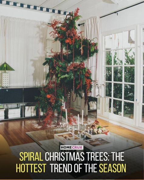 Spiral Christmas Trees - the hottest trend of the season! 🌀🎄✨ Viral Christmas Decor, Suspended Christmas Tree, Spiral Christmas Tree Diy, Floating Christmas Tree, Spiral Christmas Tree, Crystal Christmas Tree, Pine Branches, Pine Branch, In The News