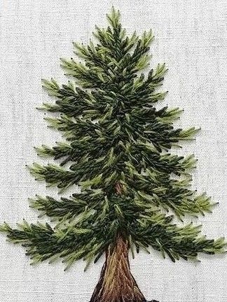 Embroidered Trees, Bordados Tambour, Basic Hand Embroidery Stitches, Tree Embroidery, Christmas Embroidery Patterns, Christmas Embroidery Designs, Embroidery Christmas, Needlepoint Christmas, Embroidery Stitches Tutorial