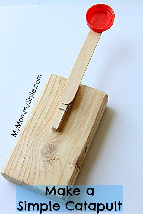 Simple Catapults for Kids: I need to make these for my boys!! Catapults For Kids, Catapult Craft, Catapult For Kids, Kids Woodworking Projects, April Crafts, Wood Projects For Kids, Woodworking Projects Furniture, Wooden Signs Diy, Wood Projects For Beginners