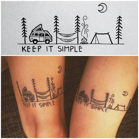 Keeping it simple. Who would you get this matching tattoo with? Design by @david_rollyn. #myadventureblanket Outdoor Tattoo Ideas, Journey Tattoo, Outdoor Tattoo, Camping Tattoo, Hippie Tattoo, Muster Tattoos, Back Of Shoulder Tattoo, Canvas Tent, Matching Tattoo