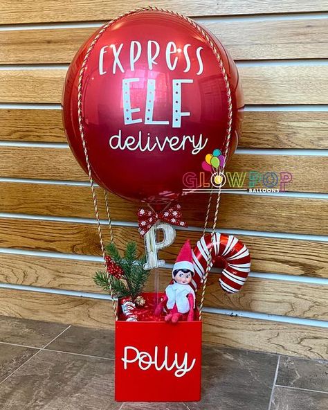 Elf On The Shelf Arrival Ballons, Elf Stuffed Balloons, Elf Return Balloons, Elf On Shelf Hot Air Balloon, Elf On The Shelf Hot Air Balloon Diy, Elf On The Shelf Delivery Ideas, Elf On The Shelf Hot Air Balloon Arrival, Elf Hot Air Balloon Arrival, Elf Arrival Ideas New Balloon