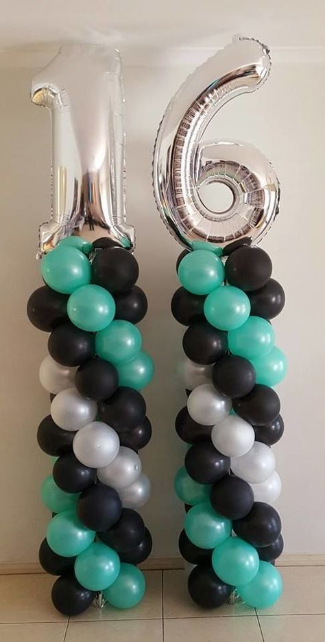 Silver Sweet 16, Homemade Fashion, Sweet 16 Party Themes, Art Balloon, Sweet 16 Party Decorations, Trendy Party Decor, Dresses Art, Balloon Tower, Deco Ballon