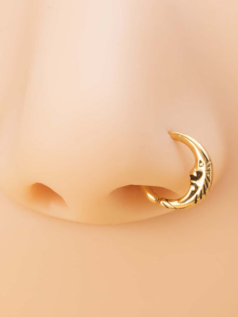 Unique Nose Rings Gold, Boho Nose Rings, Nose Ring Unique, Fun Nose Piercings, Gold Nose Jewelry Aesthetic, Sun Nose Ring, Unique Nose Piercing Jewelry, Sun Nose Piercing, Piercing Jewelry Nose