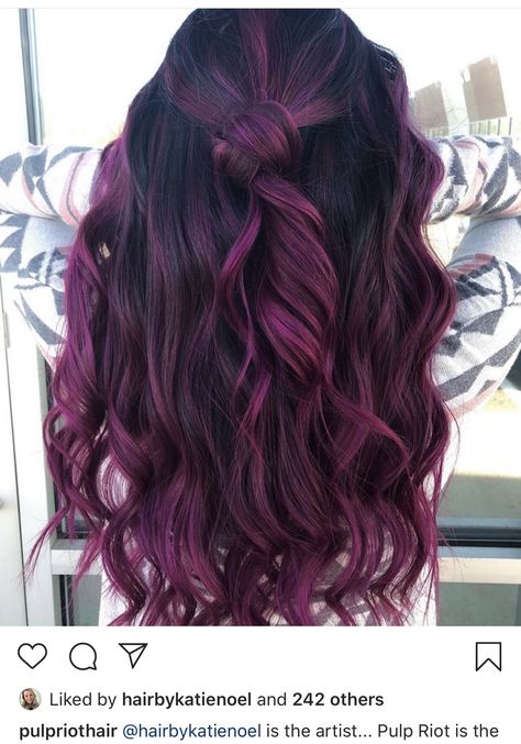 Fuschia Hair, Pulp Riot Hair Color, Dark Purple Hair, Pulp Riot Hair, Pulp Riot, Dyed Hair Inspiration, Black Hair Color, Burgundy Hair, Hair Dye Colors