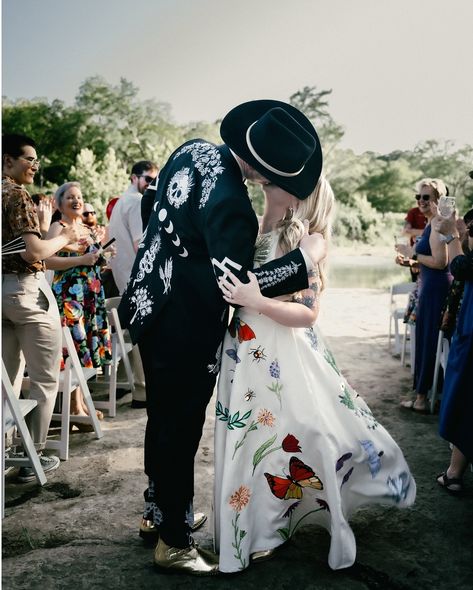 The theme was Keep Austin Weird. Each of their guests deserved their own fashion show. And to top it off, the bride designed her own wedding dress and grooms tux. Truly one of a kind. Grooms Tux, Weird Wedding, Keep Austin Weird, Groom Tux, The Bride, Austin, Fashion Show, Promotion, Wedding Ideas