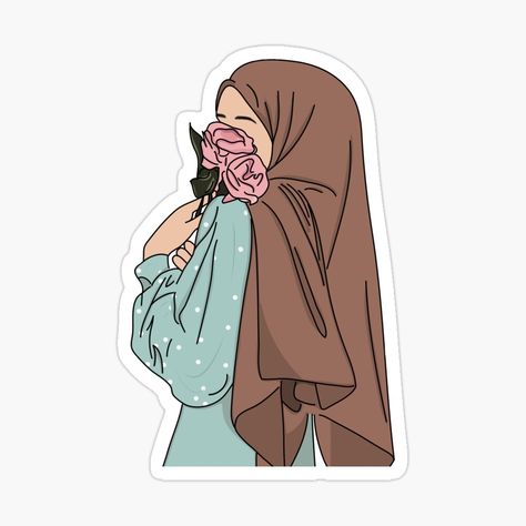 Hijab Sticker, Women In Hijab, Hijabi Art, Homemade Stickers, Cute Laptop Stickers, Islamic Cartoon, Anime Muslim, Hijab Cartoon, Cute Pastel Wallpaper