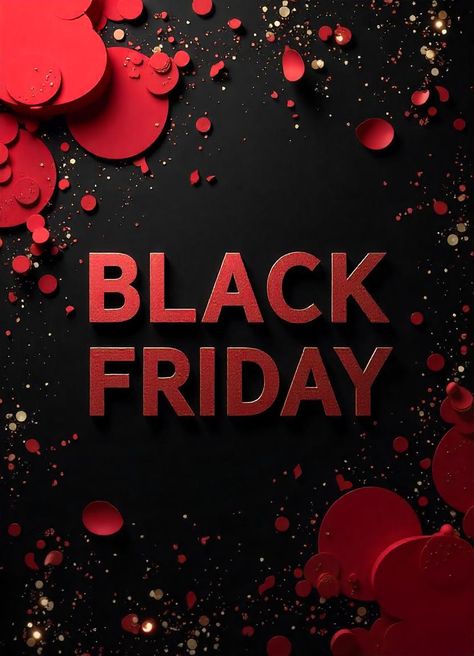 "Create a vibrant and dynamic background for a Black Friday flyer. The design should evoke excitement and urgency, using a bold color palette with shades of black, red, and gold. Incorporate abstract shapes and patterns that suggest movement and energy, suitable for a retail or shopping theme. The overall look should be modern and eye-catching, capturing the essence of a high-energy shopping event." Red And Gold Color Palette, Black Friday Background, Friday Background, Dynamic Background, Black Friday Flyer, Black Friday Banner, Gold Color Palettes, Bold Color Palette, Lashes Beauty