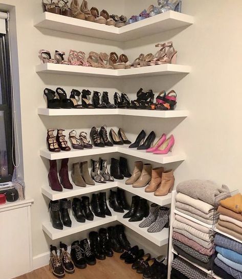 Shelf In Closet, Shoe Shelf In Closet, Show Storage, Home Closet, Dream Closet Design, Closet Shoe Storage, Closet Renovation, Closet Remodel, Closet Decor