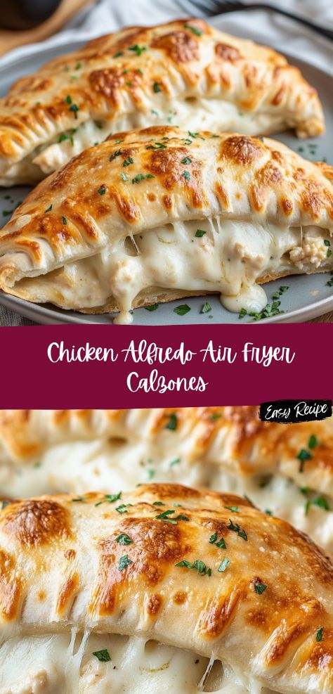 Chicken Alfredo Air Fryer, Calzones Recipe, Calzone Recipe, Chicken Alfredo, Alfredo, New Recipes, Air Fryer, Chicken Recipes, Easy Meals