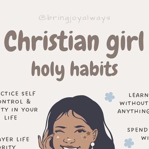 Bring Joy Always ✞ on Instagram: "Christian girl Holy habits! 🤍 Please remember, God does not expect perfection. But, the closer we get to Him, the closer He will get to us 🤍 God loves you 🫶 Shoutout to @forallisthroughhim for this idea!🫶" Holy Girl Habits, Christian Girl Habits, Remember God, Holy Girl, God Things, Church Graphics, Christian Messages, Christian Girl, Graphics Inspiration