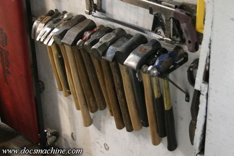 Quick Hammer Rack Hammer Holder, Hammer Rack, Hammer Storage Ideas, Slide Hammer, Press Brake, Anvils, Hammers, Tool Chest, Diy Metal