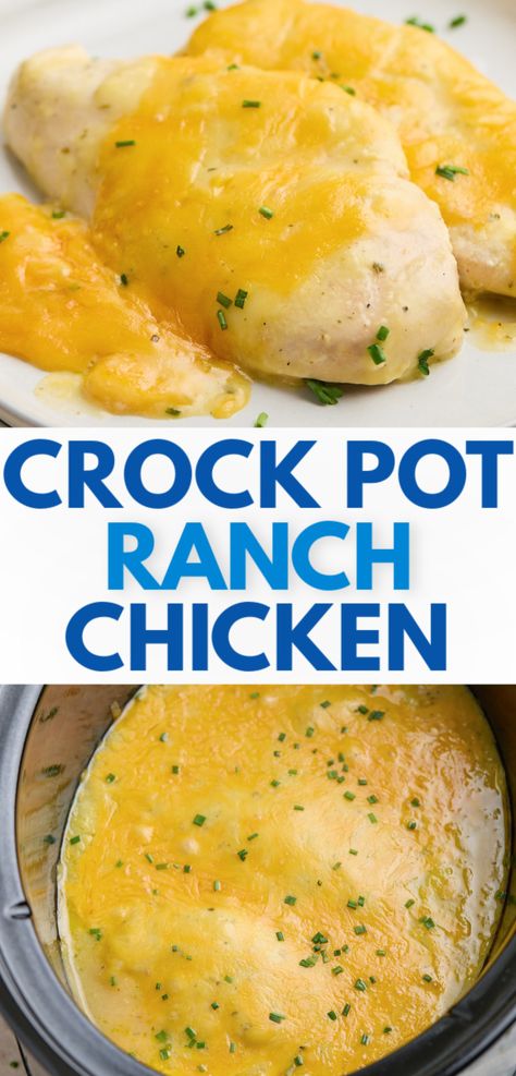 Slow cooker ranch chicken casserole, a flavorful option for crockpot dishes and easy crockpot dinners. Favorite Crockpot Recipes, Crockpot Ranch Chicken, Cheesy Ranch Chicken, Creamy Ranch Chicken Recipe, Ranch Chicken Recipe, Ranch Chicken Crockpot, Cheesy Ranch, Ranch Sauce, Ranch Chicken Recipes