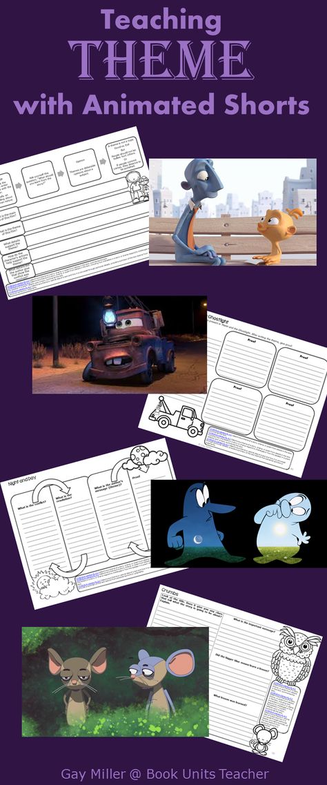 Free Printables to Use with Animated Shorts (Theme) Teaching Theme 2nd Grade Activities, Teaching Theme Middle School, How To Teach Theme, Teaching Dialogue 3rd Grade, Teaching Theme 3rd Grade, Teaching Theme 2nd Grade, Teaching Theme 3rd, Teaching Theme 5th Grade, Theme Writing