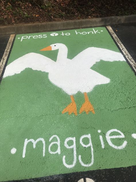 Untitled Goose Game Senior Parking Spot Painting Senior Parking Spot Ideas Funny, Funny Parking Spot Painting Ideas, Parking Spot Painting Ideas, Senior Parking Spaces Funny, Highschool Parking Spot Ideas, Painted Parking Spaces Ideas, Painted Parking Spots, Senior Parking Spot Painting, 2enior Ye4r