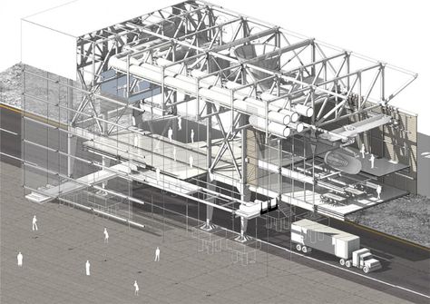 Long Building, Axonometric Drawing, Industrial Estate, Architecture Presentation Board, Architecture Sketchbook, Industrial Architecture, Architecture Collage, Architecture Graphics, Architecture Concept Drawings