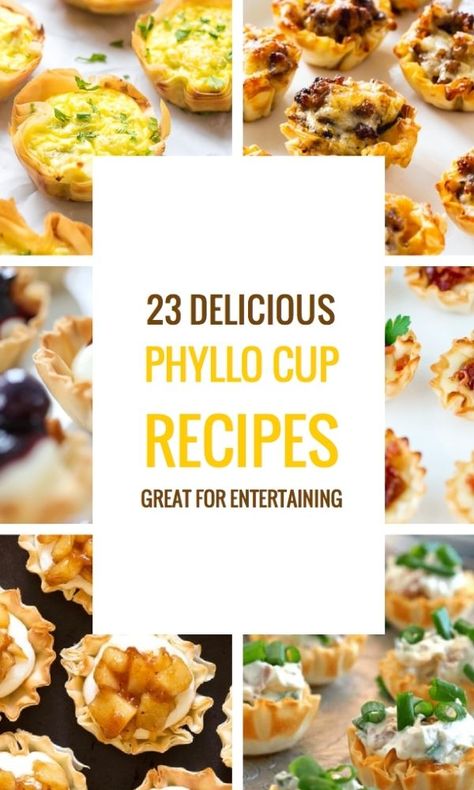 Vegetarian Phyllo Cup Appetizers, Breakfast Phyllo Cups, Phyllo Cup Recipes, Phyllo Appetizers, Philo Dough, Phyllo Shells, Cup Recipes, Phyllo Dough Recipes, Phyllo Recipes