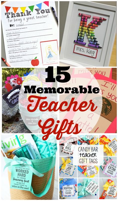 15 Memorable Teacher Gifts for the End of the School Year that are easy & fun! Creative Graduation Gifts, Teacher Gifts From Class, Handmade Teacher Gifts, Easy Teacher Gifts, Kindergarten Teacher Gifts, Teacher Graduation Gifts, Teacher Gift Baskets, Preschool Teacher Gifts, Teacher Birthday Gifts