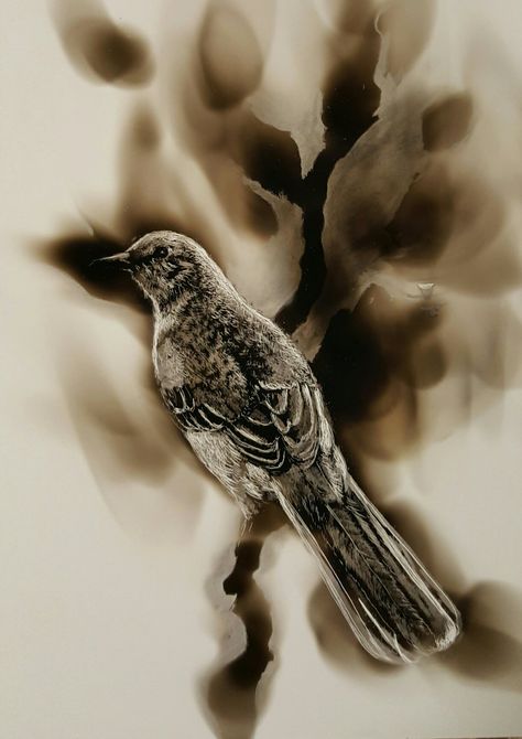 Bird on clayboard/fumage.  Art by Julie willan Clayboard Art, Flame Art, Art Major, Pyrography Art, Drawing Ink, Pyrography, Sign Art, Fine Arts, Abstract Art Painting