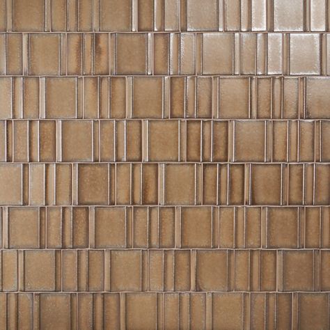 Kinro Golden Brown 6x6 3D Metallic Look Matte Porcelain Tile | Tilebar.com Ribbed Tile, Glass Tile Shower, Bronze Tiles, Bar Tile, Ochre Color, Brown Tile, Matte Porcelain Tile, Polished Porcelain Tiles, Glass Tile Backsplash