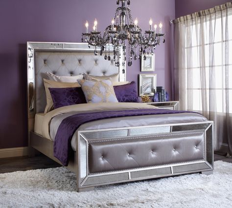 17 Magnificent Purple Bedrooms That Are Worth Seeing Purple And Silver Bedroom, Camo Bedroom, Purple Bedroom Design, Lady Cave, Design Seed, Lavender Walls, Purple Bedroom Decor, Green Bedroom Decor, Bedroom Purple