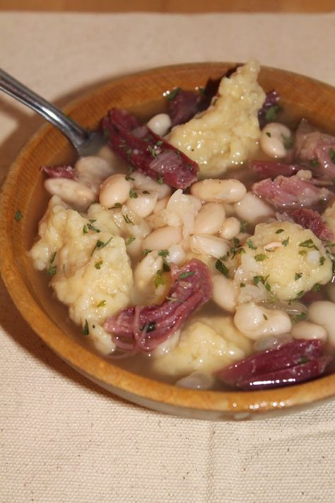 Savory Moments: Ham, bean, and rivel soup Rivels Recipe, Rivel Soup, Ham And Bean Soup Recipes, Ham And Bean, Soup Beans, Ham And Beans, Ham And Bean Soup, Bean Soup Recipes, Leftover Ham