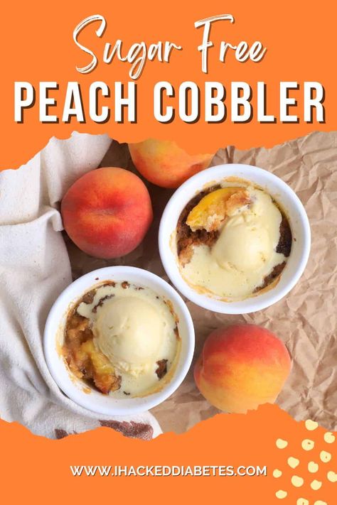 Best Sugar Free Peach Cobbler Sugar Free Peach Pie Filling, Sugar Free Peach Cobbler Easy, Prediabetic Recipes, Sugar Free Peach Cobbler, Peach Pie Filling Recipes, Healthy Peach Cobbler, Sugar Free Pie, Fresh Peach Recipes, Cobbler Recipes Easy