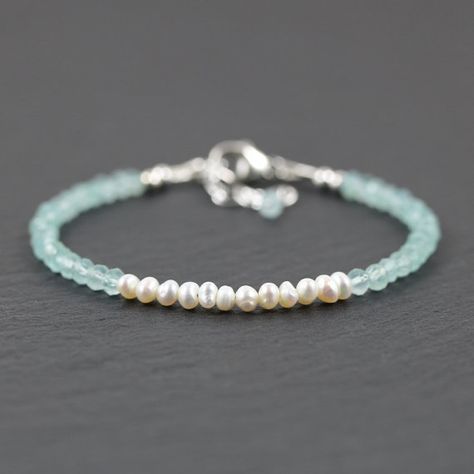 Pearl Beaded Bracelet, Mini Bracelet, Freshwater Pearl Bracelet, Aqua Chalcedony, Delicate Jewelry, Gemstone Bracelets, Gemstone Bracelet, Bracelet Patterns, Bracelet Designs