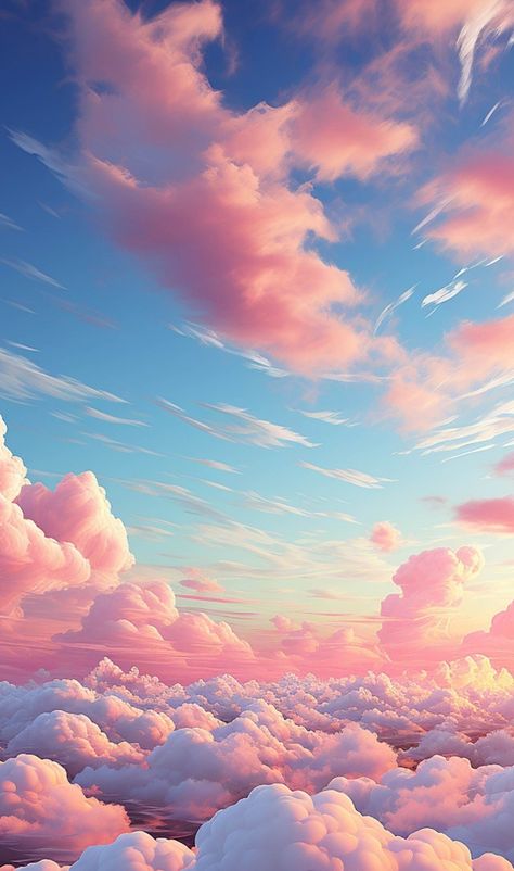 Pink And Blue Sky, Cloud Wallpapers, Pink Clouds Wallpaper, 2023 Wallpaper, Afrofuturism Art, Fantasy Scenery, Watercolor Clouds, Colorful Clouds, Scenery Landscape