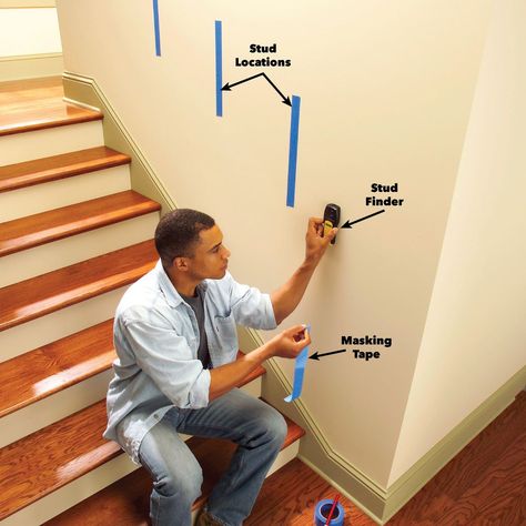 Install a New Stair Handrail (DIY) Replace Stairs, Wall Mounted Handrail, Stair Banister, Staircase Handrail, Attic Playroom, Handrail Brackets, Attic Design, Basement Stairs, Stair Handrail