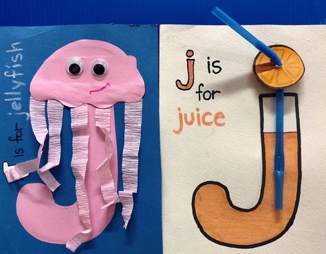 Juice Craft For Preschool, Lowercase I Craft, J Crafts For Preschoolers, J Is For Juice, Letter J Crafts For Preschoolers, Letter J Activity, Letter J Craft, J Is For Jellyfish, J Activities