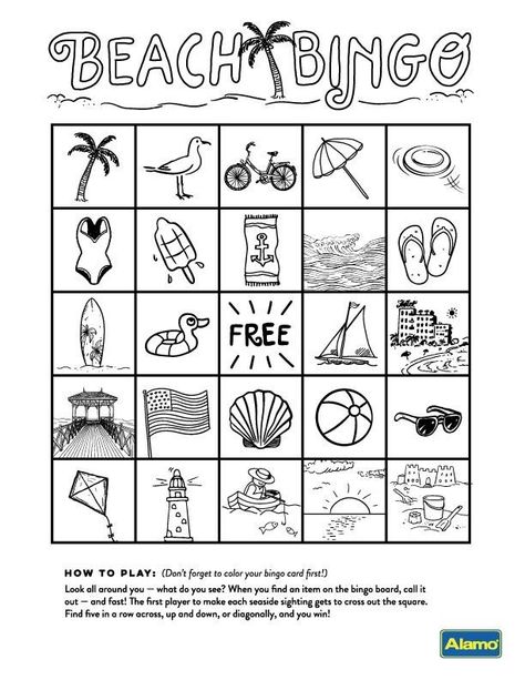 beach-bingo-thumbnail Fun Summer Quotes, Beach Printables, Beach Bingo, Florida Activities, Family Friendly Games, Car Game, Vacation Activities, Fun Summer Activities, Spanish Activities