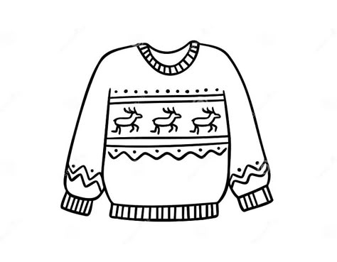 Warm Hand Drawn Christmas Knitted Sweater with a Pattern Icon. Doodle Warm Winter Clothes Stock Vector - Illustration of female, drawn: 346292683 Christmas Sweaters Drawing, Christmas Sweater Drawing, Sweater Drawing, Warm Winter Clothes, Clothes Illustration, Hand Drawn Christmas, Winter Outfits Warm, Jumper Patterns, Drawing Letters